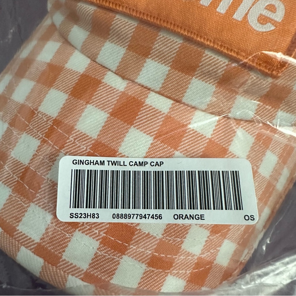 Supreme Gingham Twill Camp Cap - Orange 🦞 - Picture 4 of 4